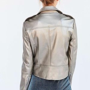UO Silence + Noise Metallic Shine On Moto Jacket
